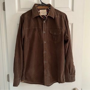 weatherproof vintage corduroy brown button down shirt size s